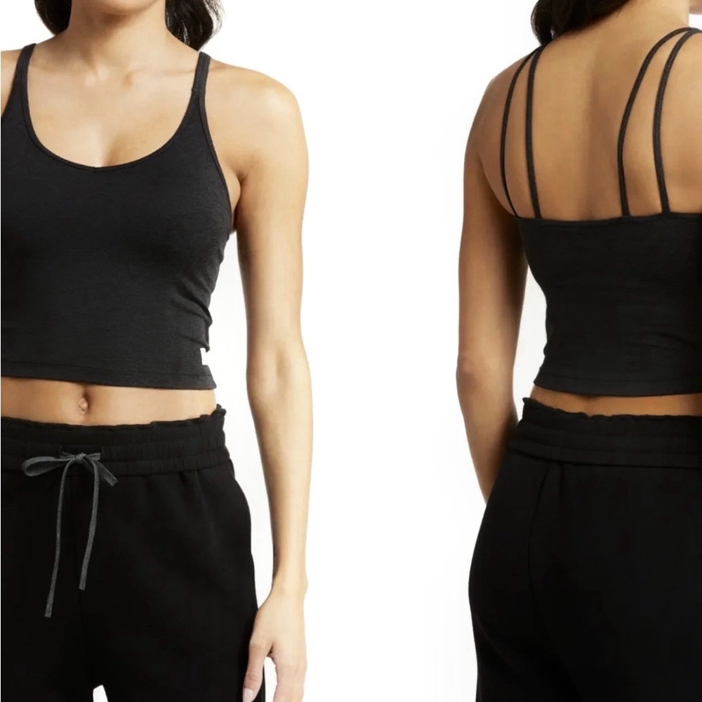 Vuori Black Double-Strap Crop Tank